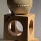 Coffee table, or openwork cubic stool in natural monoxyle mango wood H40.
