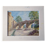 Christian Xapella (1927-2021) - Oil on canvas - Landscape with a bridge, near Carcassonne
