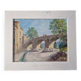 Christian Xapella (1927-2021) - Oil on canvas - Landscape with a bridge, near Carcassonne