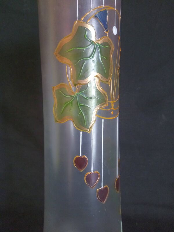Vase rouleau Jugendstil en verre dépoli