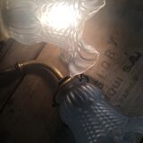 Glass wall light and brass swan collar, 1900