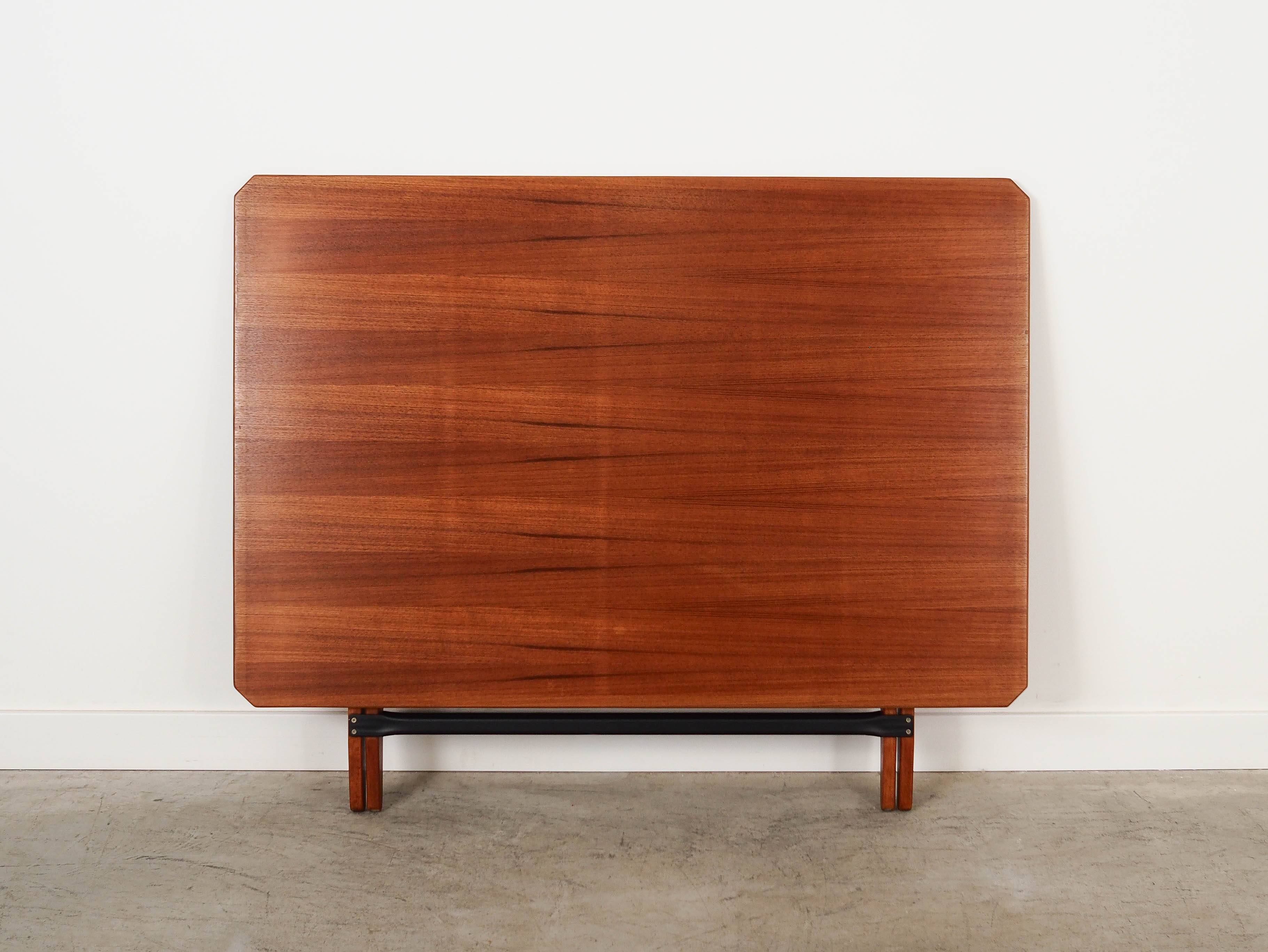 Folding teak table, Italian design, 1970s, made in Italy