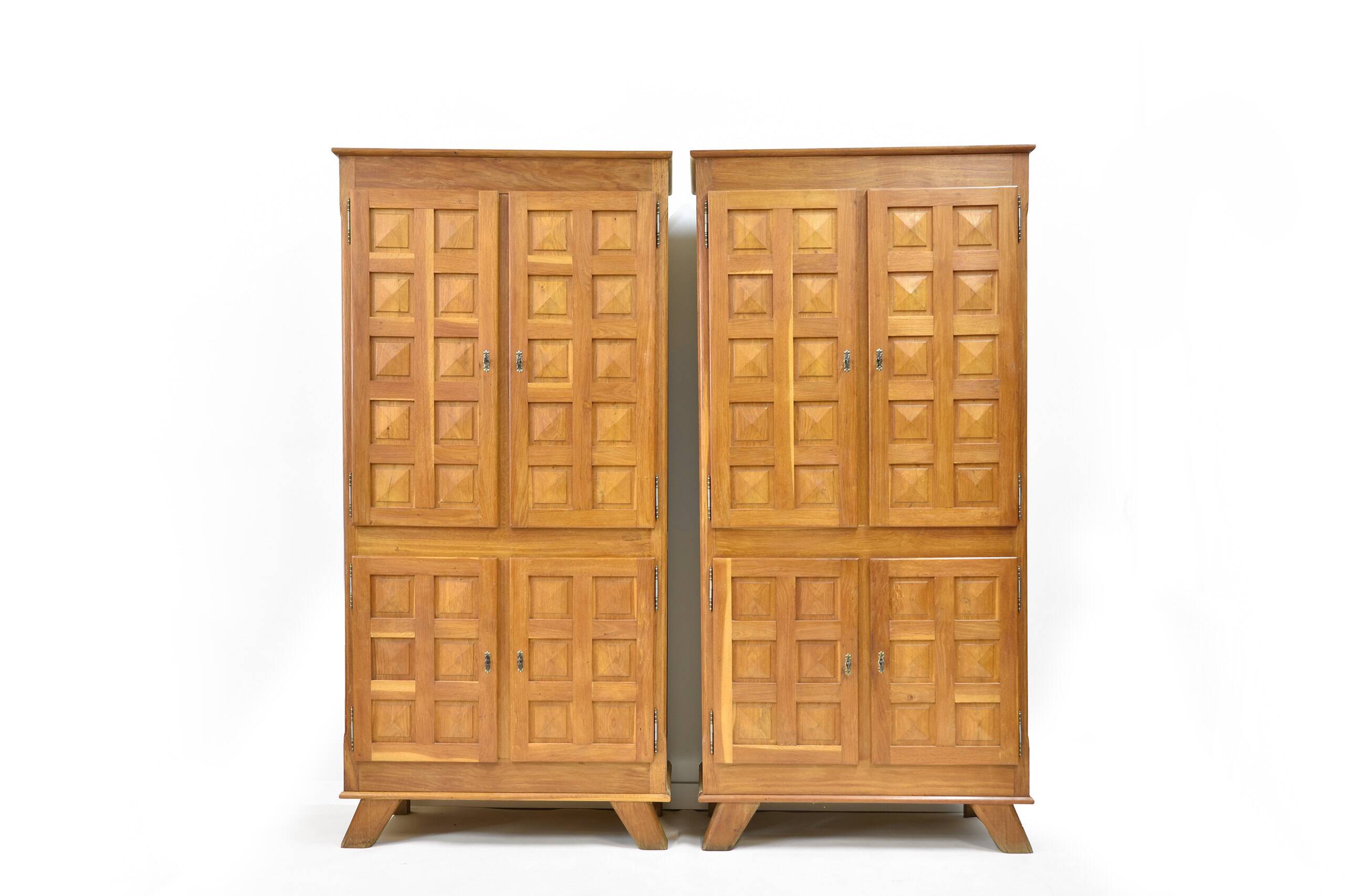 Vintage brutalist wardrobe in solid oak