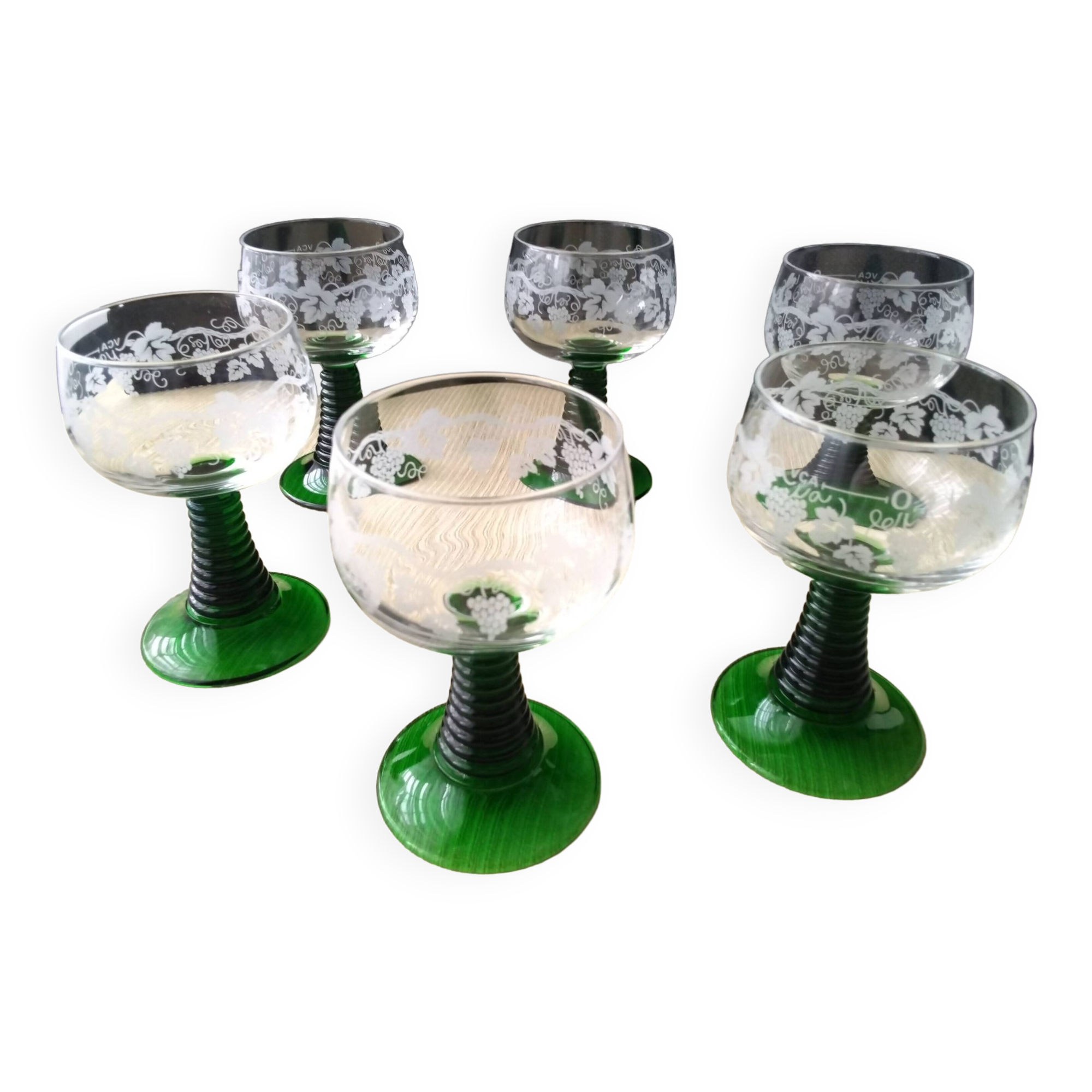 6 luminarc alsace white wine glasses screen-printed decoration of arisin clusters