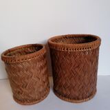 Duo of braided wicker pots