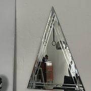 Vintage Big Triangular Wall Mounted Mirror with Beveled Decoration