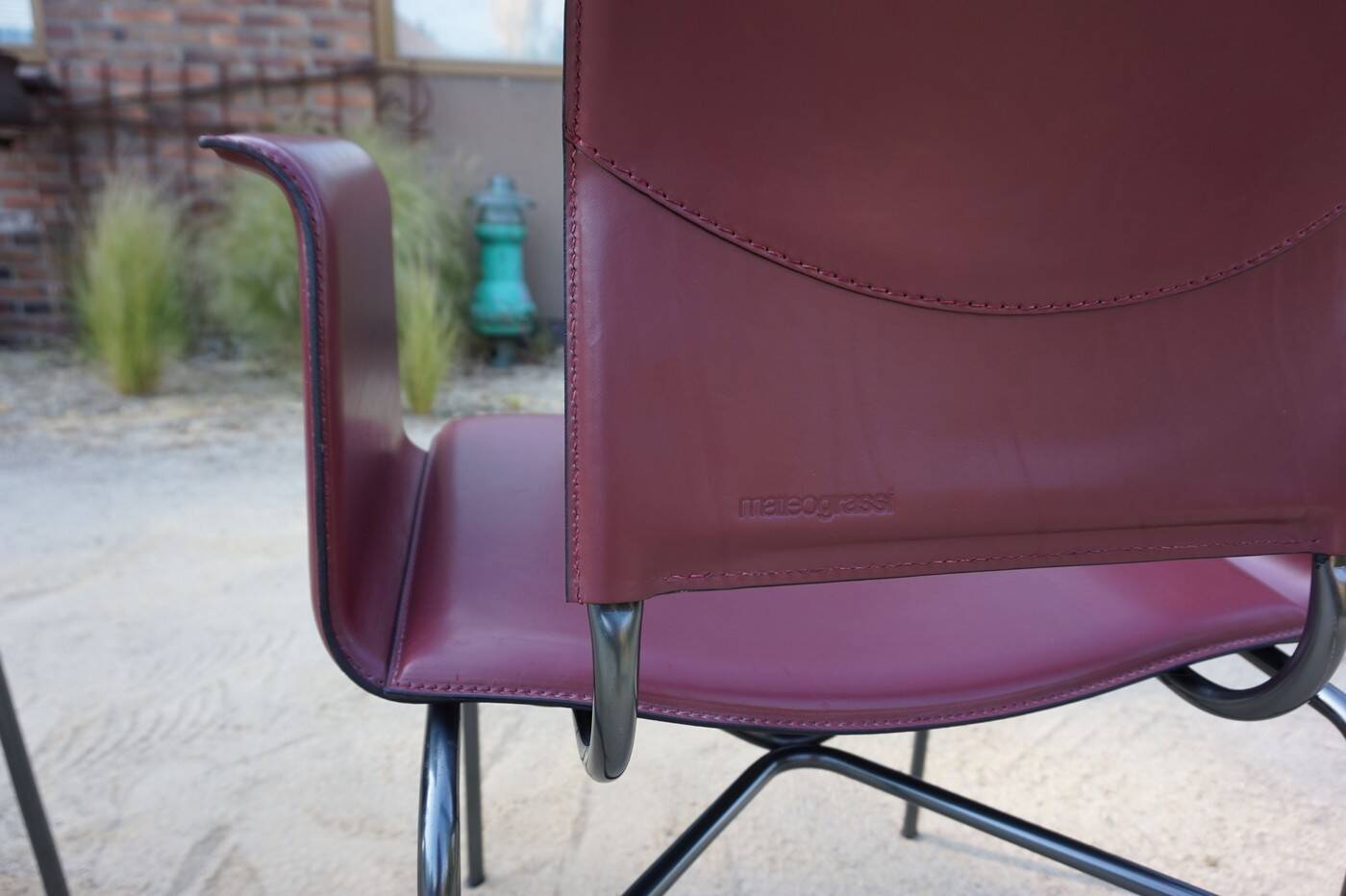 Ross Littell for Matteo Grassi Armchairs Bordeaux Leather & Steel, set of 2