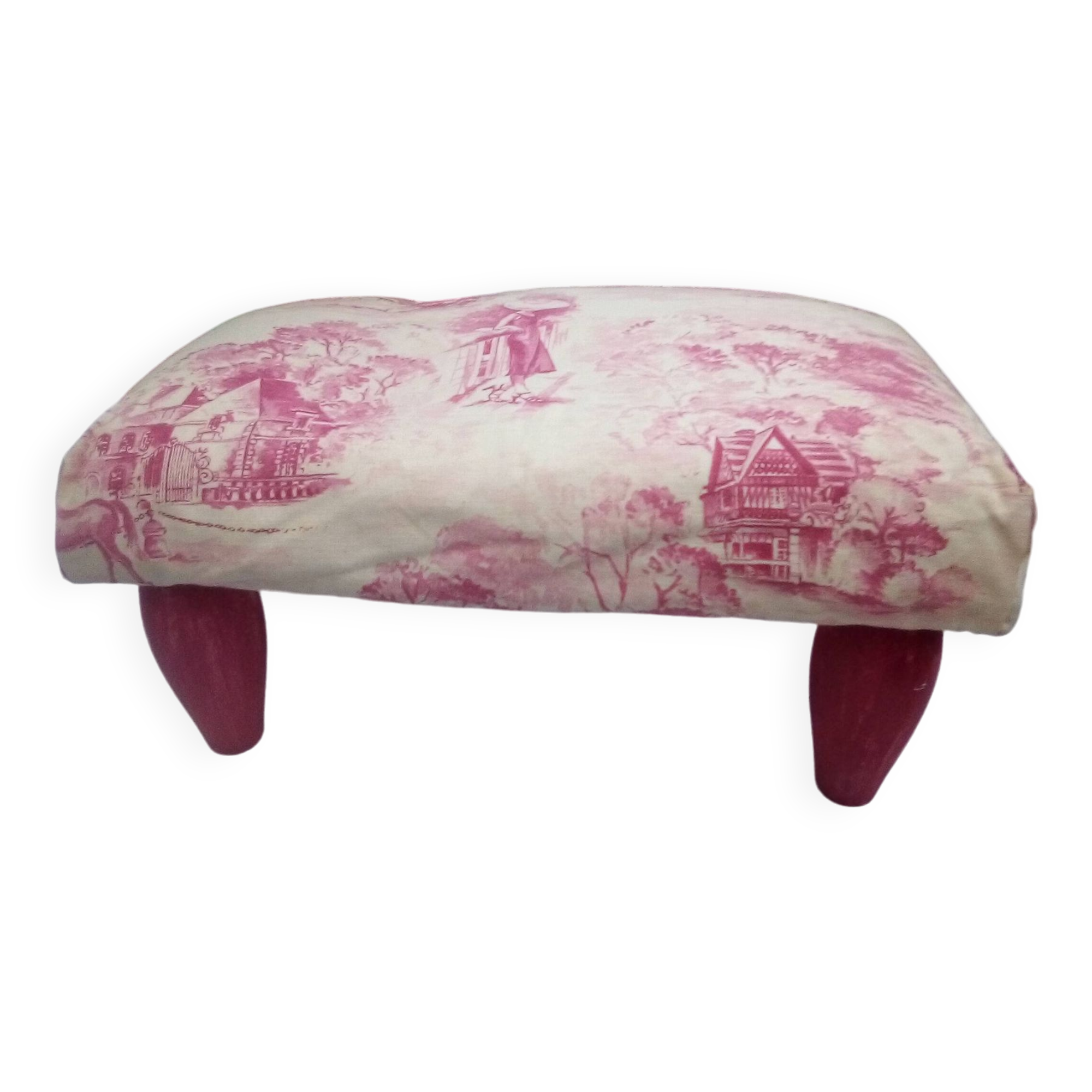 Pouf, footstool toile de jouy
