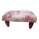 Pouf, repose pieds toile de jouy