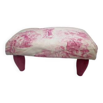 Pouf, repose pieds toile de jouy