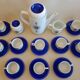 Coffee service and dessert in vintage porcelain 70s Bareuther blue décor