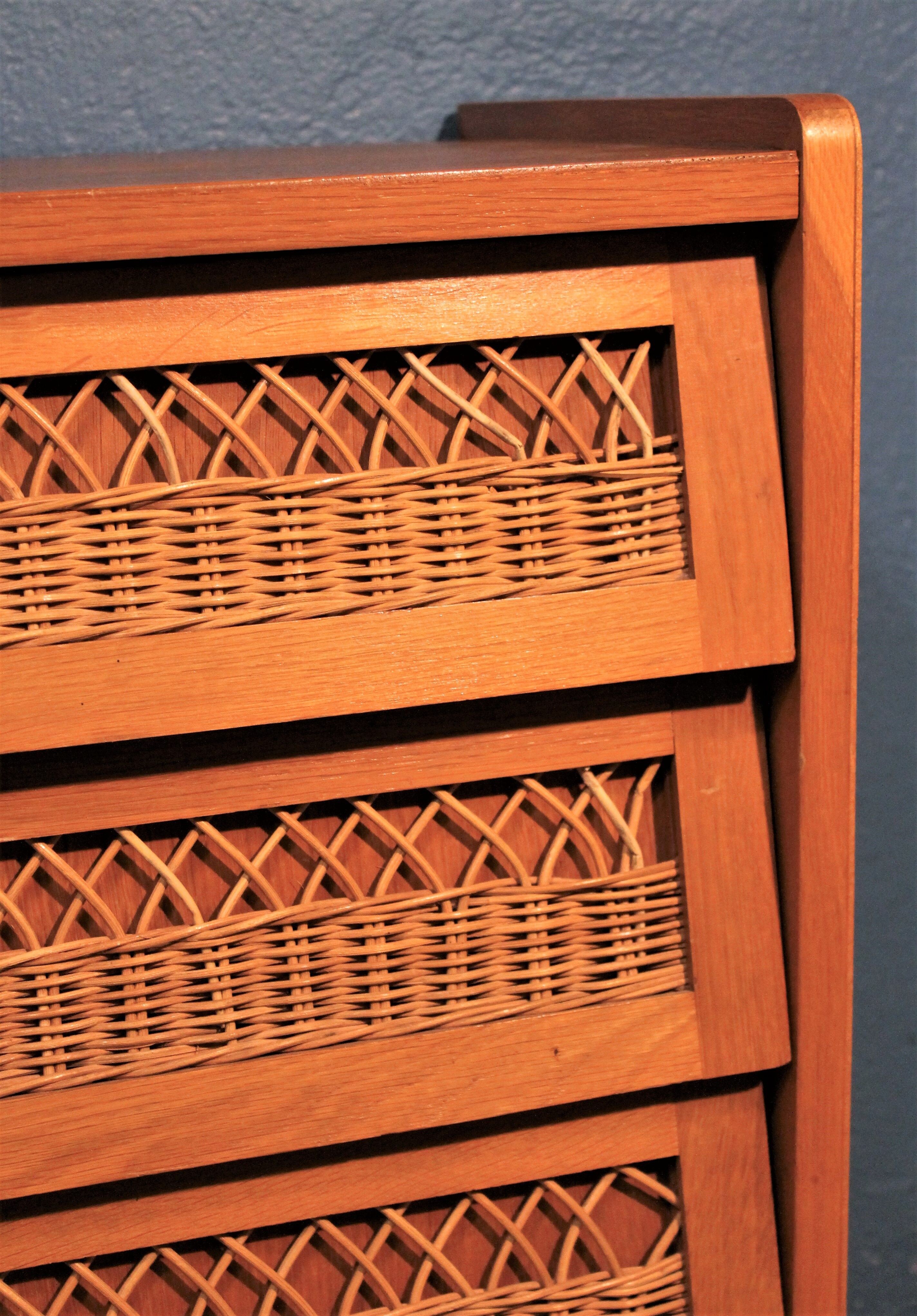 Chest of drawers rattan 3 drawer 1960 s