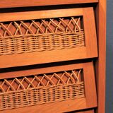 Chest of drawers rattan 3 drawer 1960 s