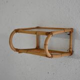 Scandinavian Wall-Mounted Bamboo and Glass Nightstand