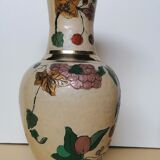 Paire de vases en laiton émaillé