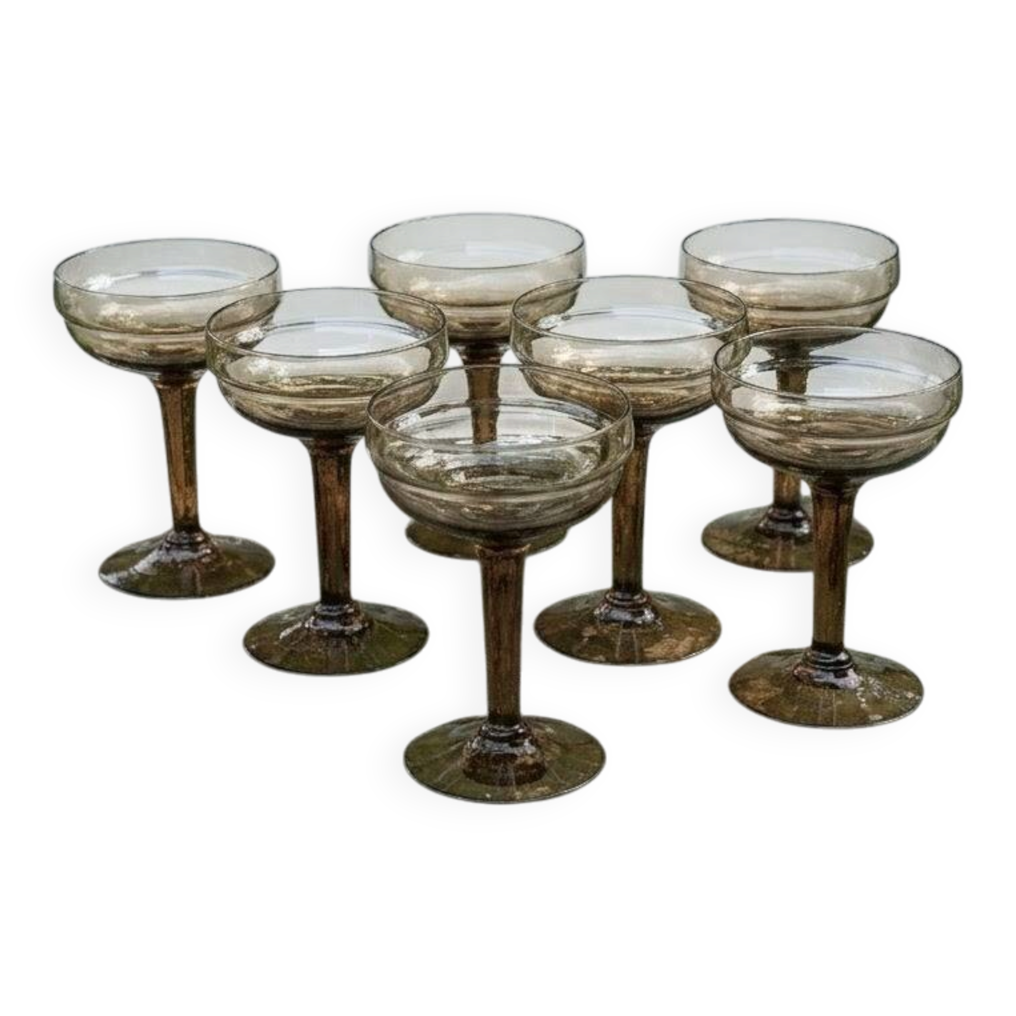 Vintage smoked glass coupes from the 1970s.