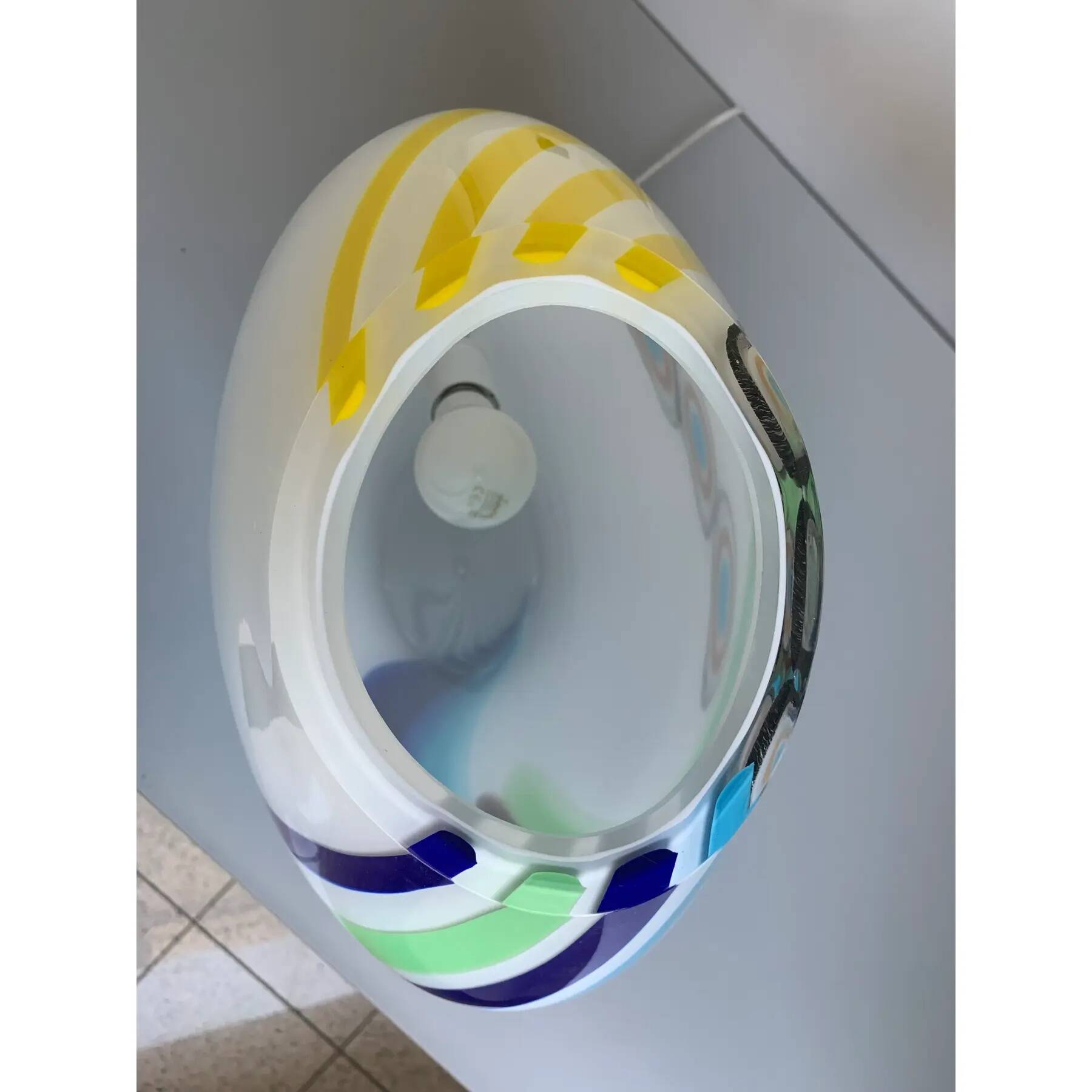 Milky-White Murano Glass Style Table Lamp Featuring a Multicoloured Reeds Vase