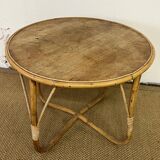 Small round vintage rattan table