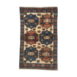 Vintage Turkish Kazak Rug Oriental 135x81 cm Tribal Small Carpet, Red and Blue