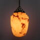 Art deco hanging lamp with marbled glass shade