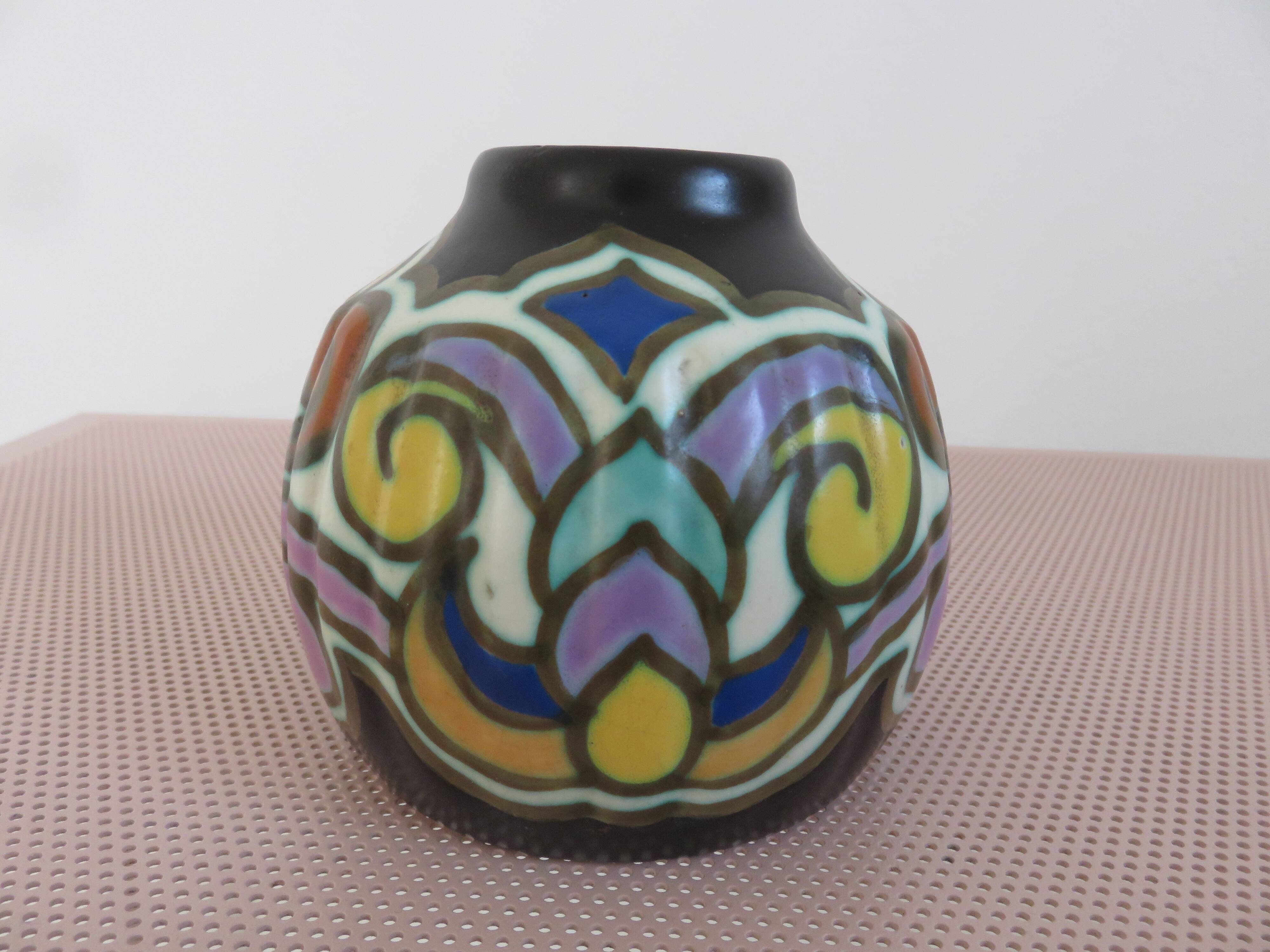 Art Deco ceramic vase from Montoise Bergen, 1920s-1930s.