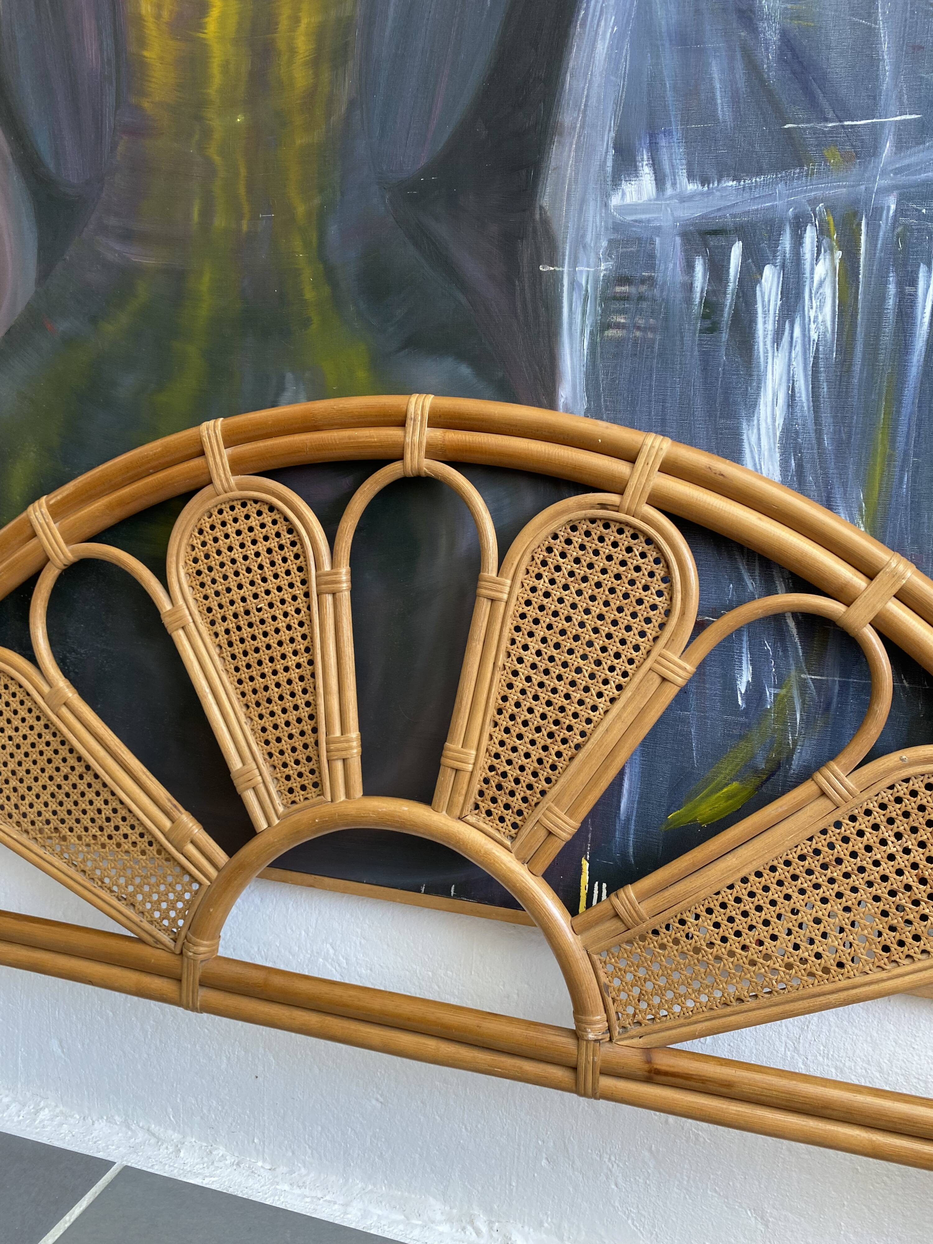Vintage rattan headboard and peacock cannage