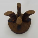 Milking stool carved in one piece, Ariège peasant art, 19th century