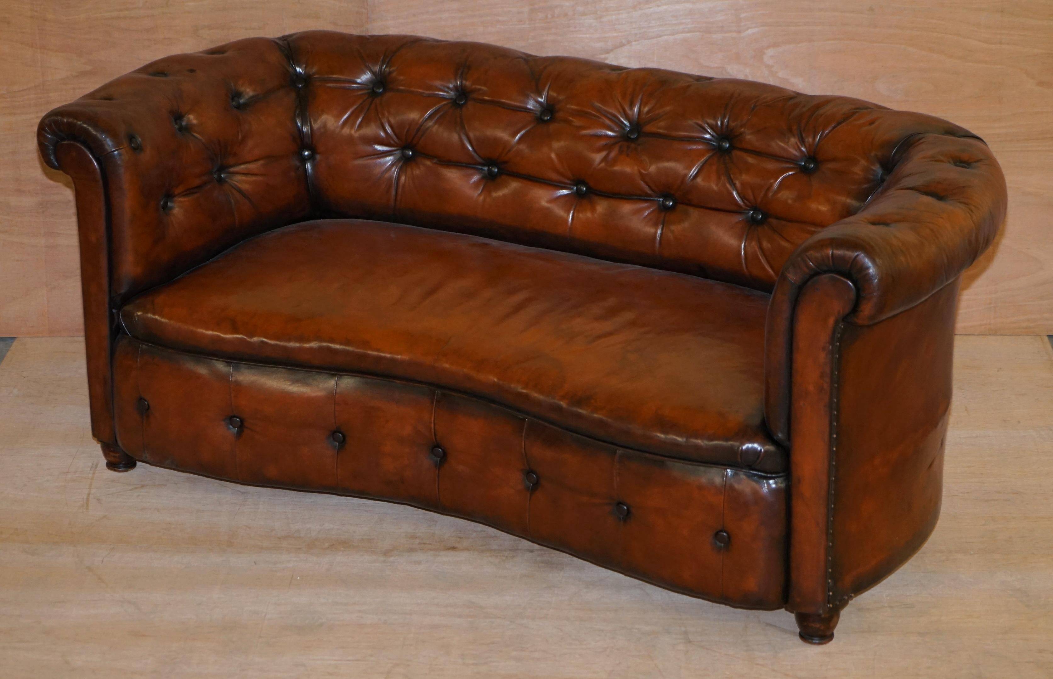 Chesterfield Regency Serpentine Sofa in Hand-Dyed Leather