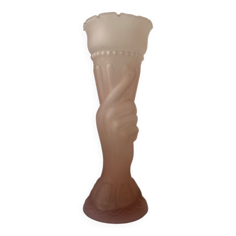 Vase Art Deco 40s Handmade glass pink