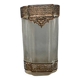 Vase soliflore 1900 ornementé d'une galerie en laiton style Louis XVI