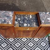 Buffet Art Déco en noyer avec marbres et guérites