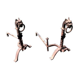 Pair of ancient chenets "Les griffons"