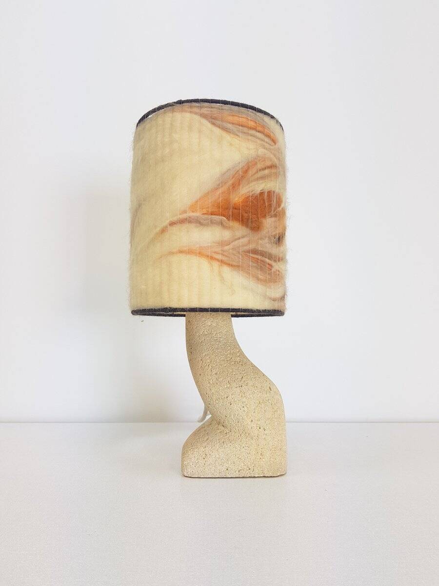Arts & Crafts Style Brutalist Natural Stone Table Lamp, 1970s