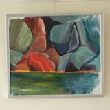 Original Swedish abstract oil painting on canvas "Abstract Rocks"