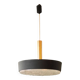 Jean Gandelin suspension in black lacquered sheet metal, white metal, brass, and diffuser in Cristalux/etched Plexiglas.