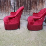 2 red velvet toad armchairs
