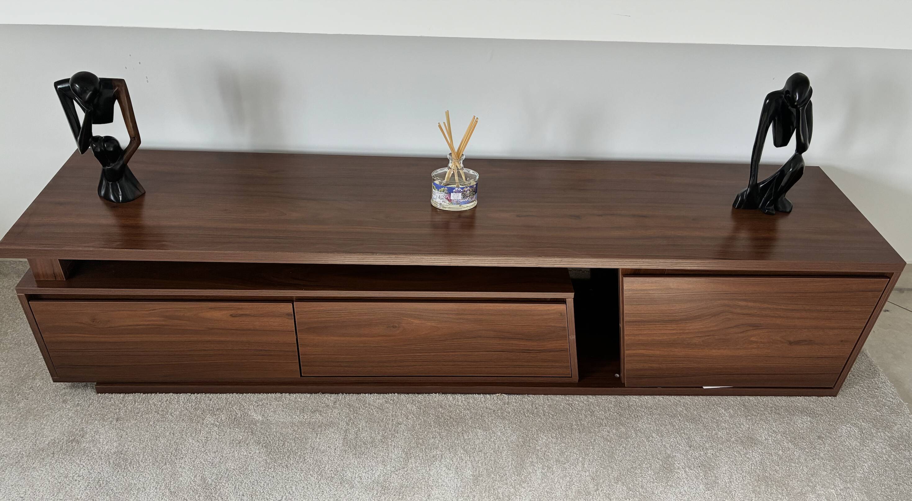 Extendable TV cabinet with walnut finish