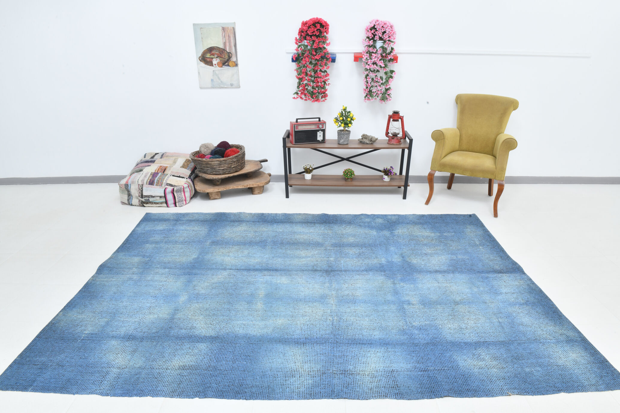Blue vintage rug 209x294cm