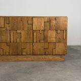 Brutalist Ashwood Sideboard with Sculptural Geometric Front