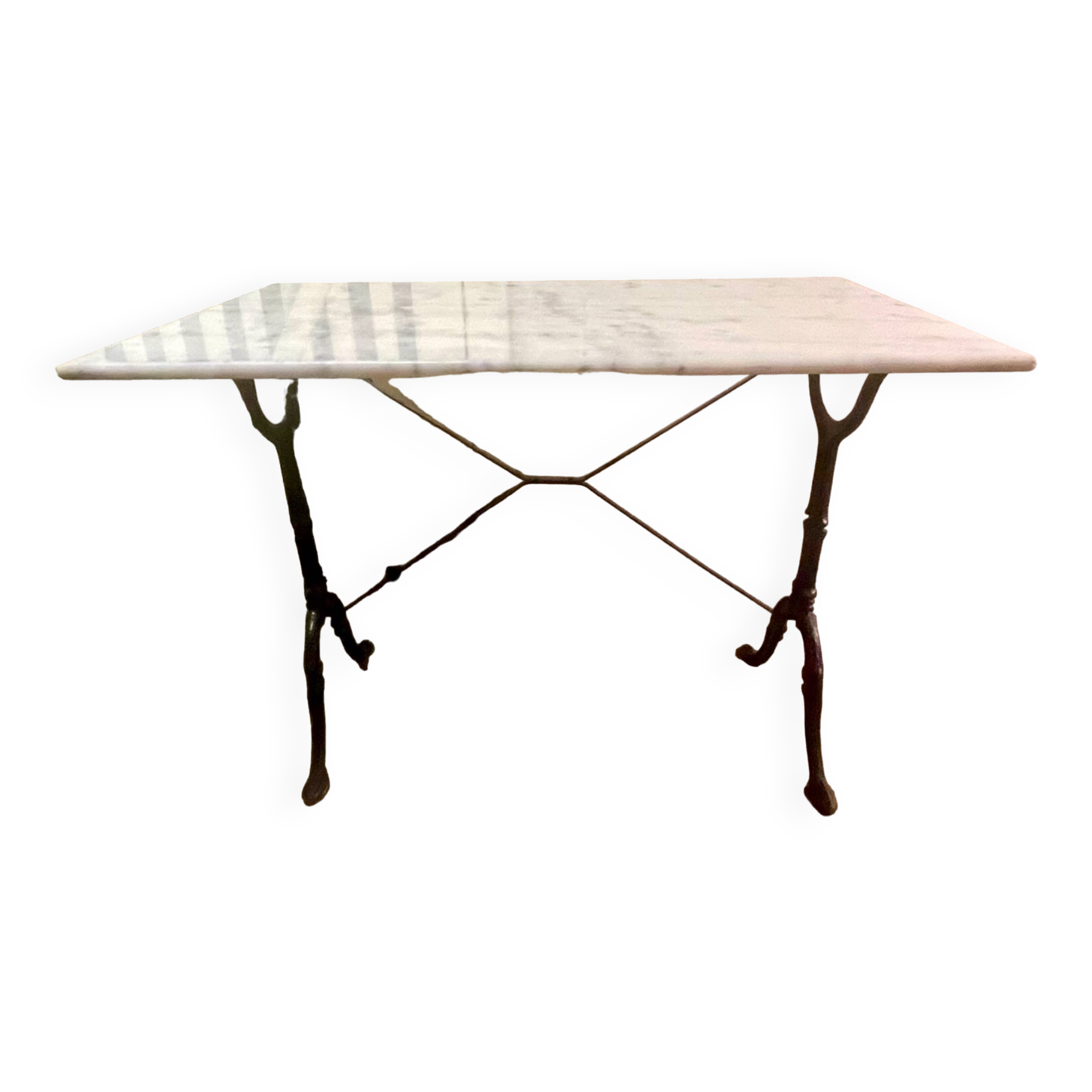 Bistro table marble top, cast iron base