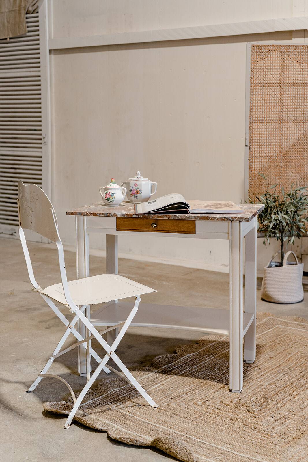 Wood & marble console