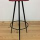 Paire de tabourets de bar tripode 1950, métal et simili cuir rouge