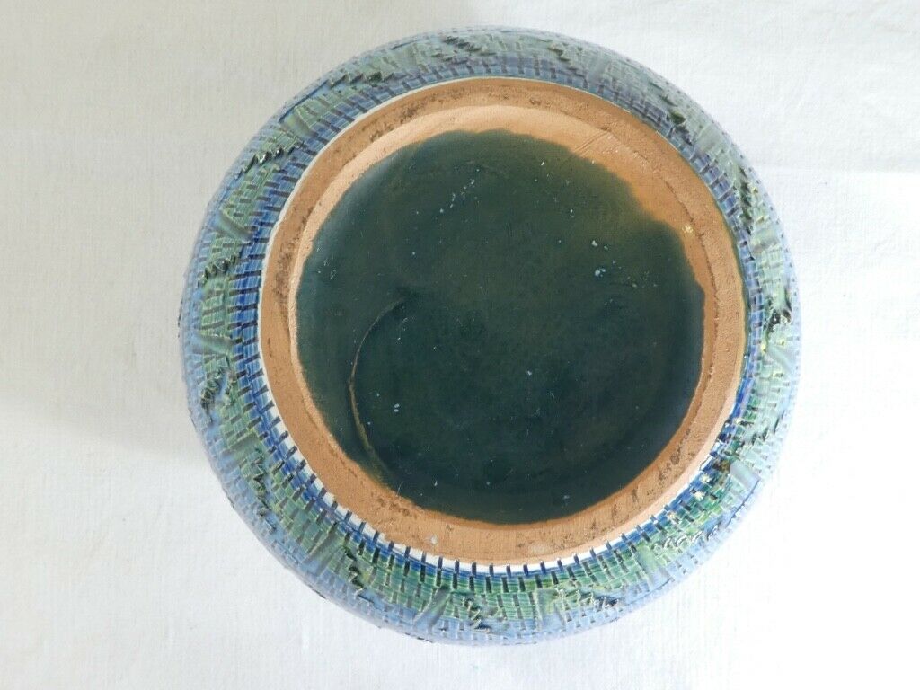 Aldo Londi ceramic ball vase Bitossi Riminu blu