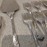 12 cake forks, pie server, silversmith Frionnet Dubarry
