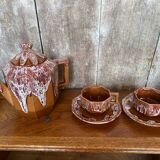 Antique gf art deco teapot flamed ceramic brown vintage