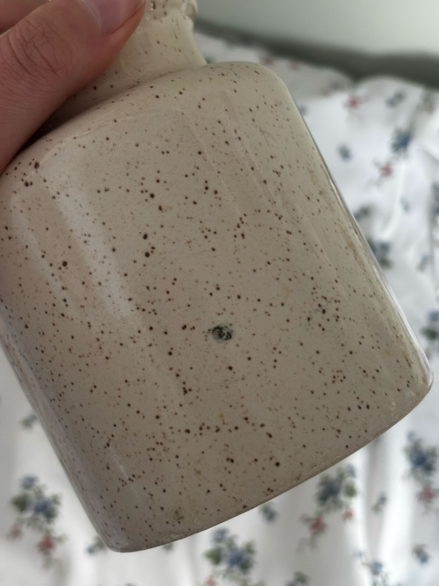 Vintage speckled stoneware pot