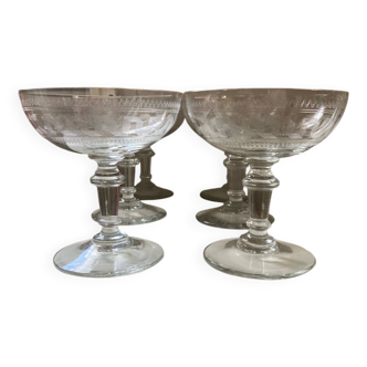 6 crystal champagne glasses