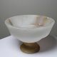 Vintage Italian alabaster footed bowl in white and beige, 1960s.