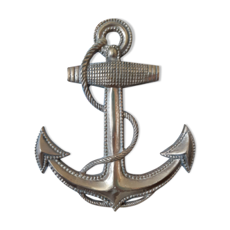 Heurtoir de porte en bronze massif en forme d'ancre de marine et de cordages