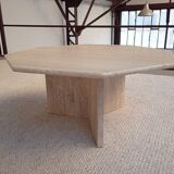 Table basse octogonale en travertin 70s